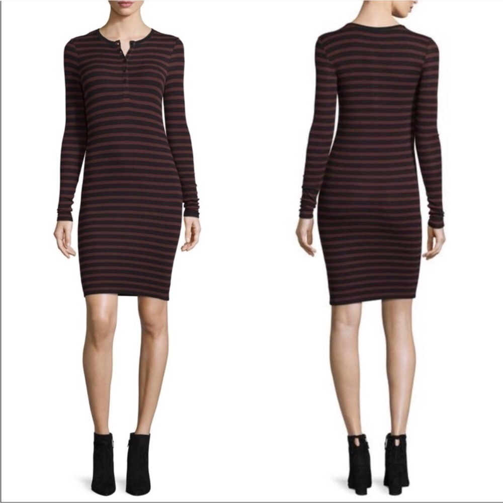 ATM Anthony Thomas Henley Long Sleeve Dress